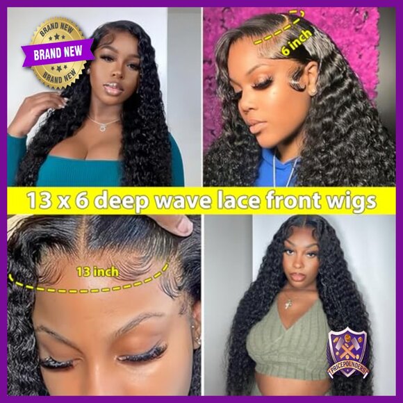 Deep Wave Lace Front Wig 13x6 HD Human Hair Pre Plucked 28 Inch main image 5